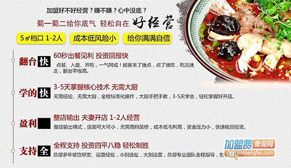 蜀一蜀二冒菜加盟费