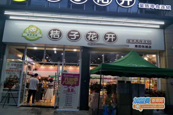 桔子花开零食加盟支持:1,品牌形象支持加盟桔子花开零食品牌之后公司